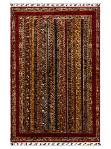 El dokuma Afgan halı kırmızı bitkisel desen 123x186 cm