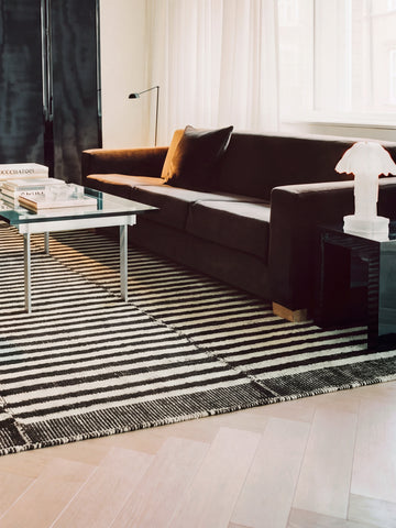 Casablanca %100 Yün El Emeği ile Üretilen Bukle Halı ESPRESSO STRIPE oda görünümü