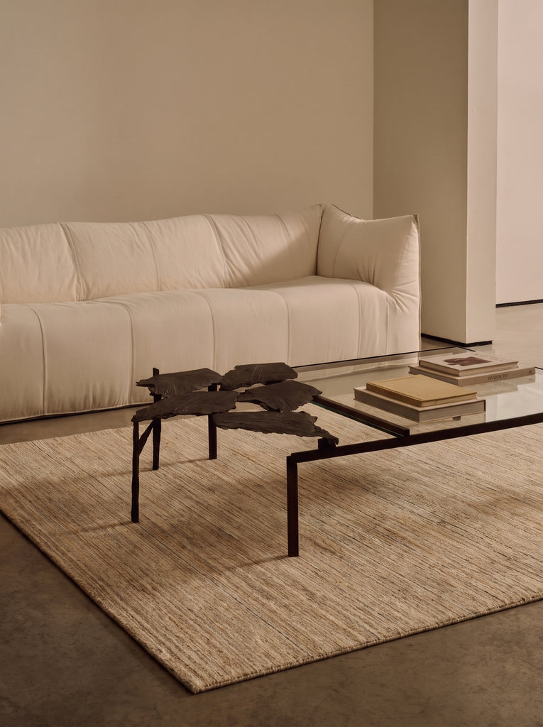 Helsinki Serie 100% natürliche Wolle und Viskose handgewebter moderner skandinavischer Wohnzimmer Sitzbereich Teppich BEIGE