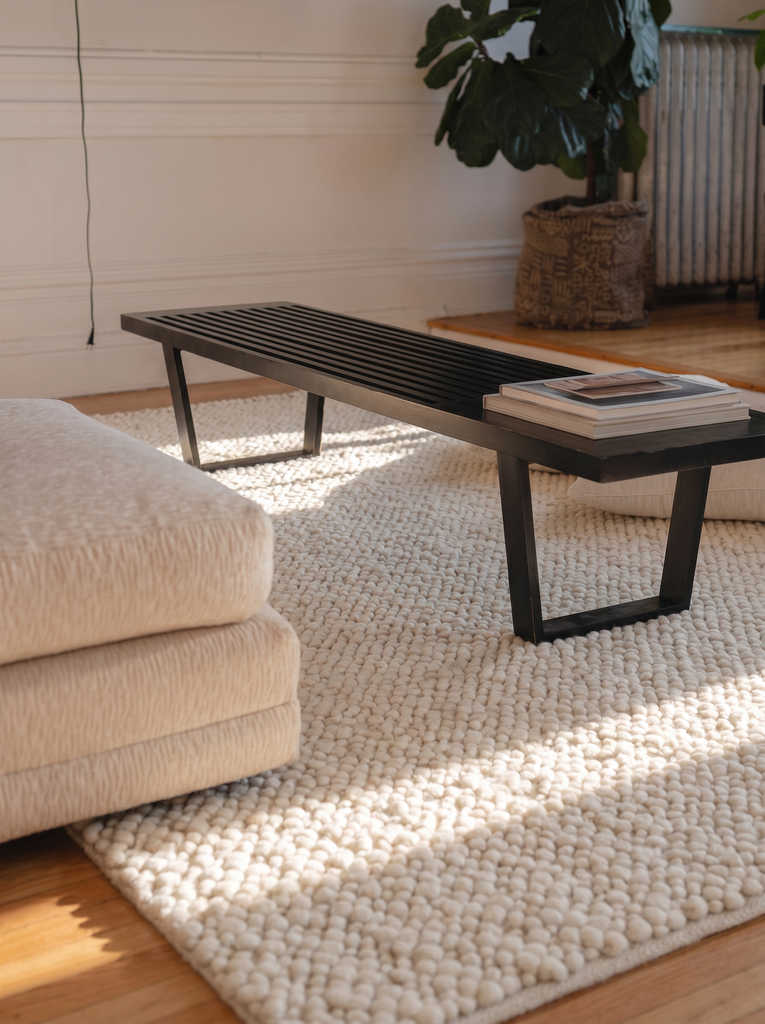 Woolstar Tapete Feito à Mão com Padrão de Suéter 100% Natural para Sala, Corredor e Entrada 06 CREAM