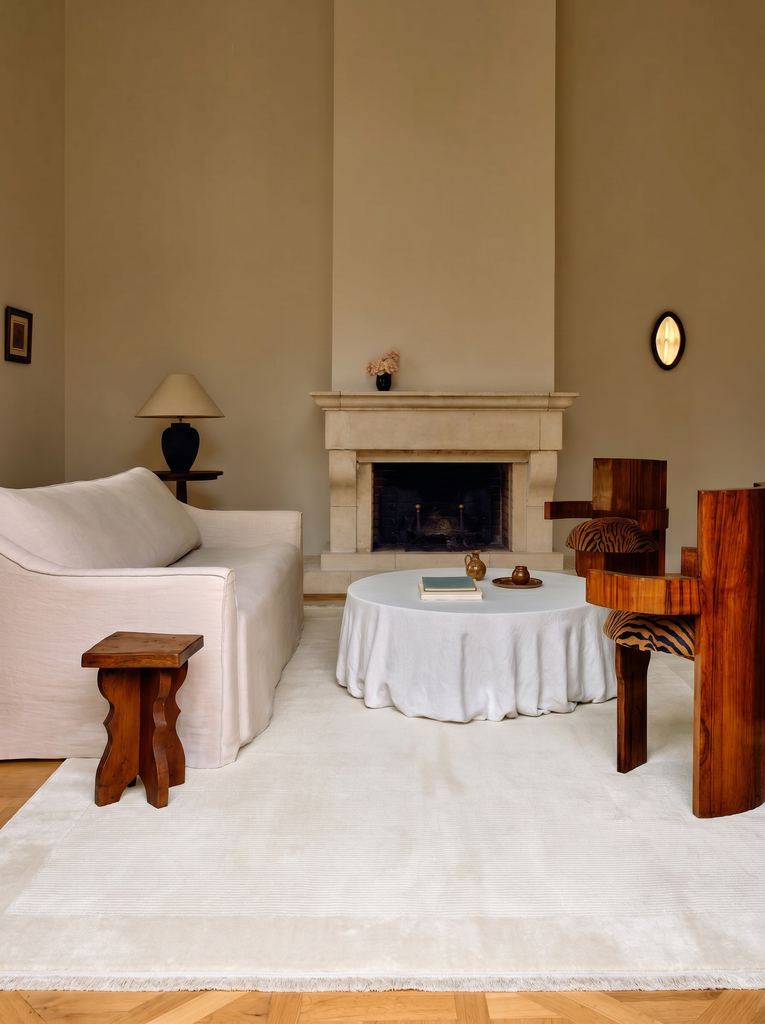 Tapete Moderno para Sala de Estar, Corredor Montenegro, Mistura de Viscose, Padrão Simples, Tecido Denso 02 CREME