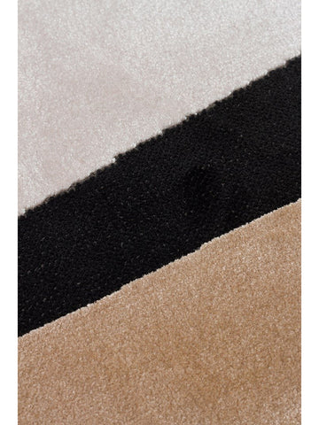 Alfombra de Salón Moderna Monza Art 09 CREAM GOLD BLACK con Diseño Geométrico, Alta Calidad y Tejido Denso Brillante