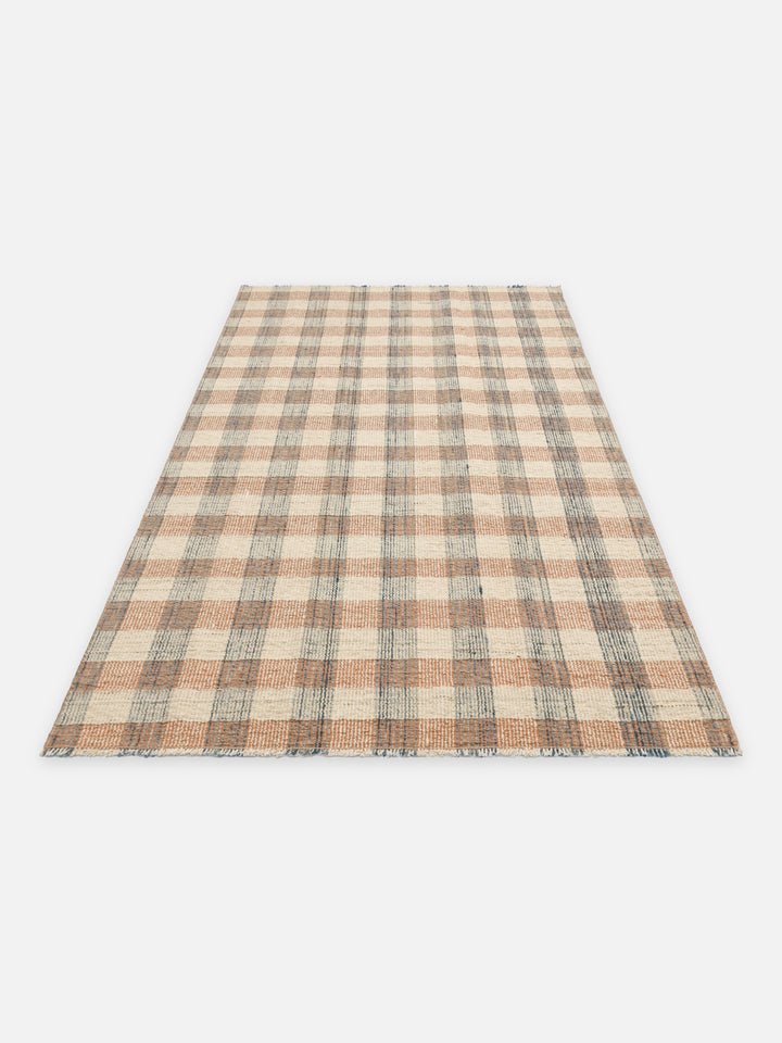 Oasis %100 Yün El Emeği ile Üretilen Kilim CORAL CHECK açılı görünüm