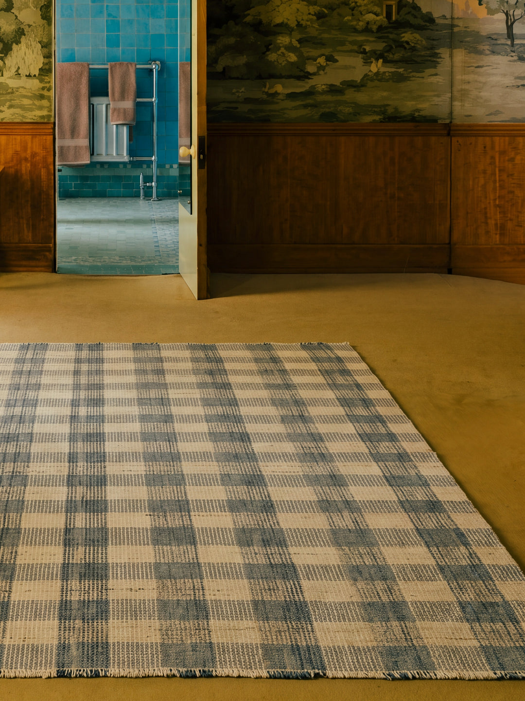 Oasis %100 Yün El Emeği ile Üretilen Kilim STONE BLUE oda görünümü