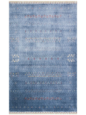Oushak Carnaval Tapete Moderno Uşak TENCEL™ 100% Natural Fácil de Limpar Feito à Mão 06 BLUE