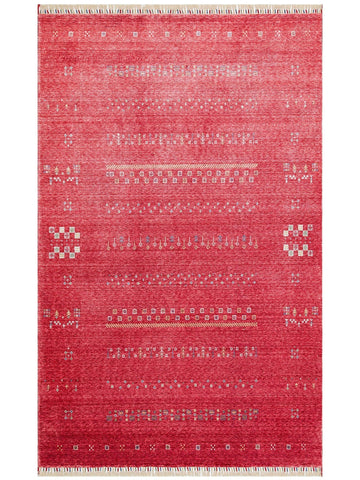 Oushak Carnaval Tapete Moderno Uşak TENCEL™ 100% Natural Fácil de Limpar Feito à Mão 06 RED