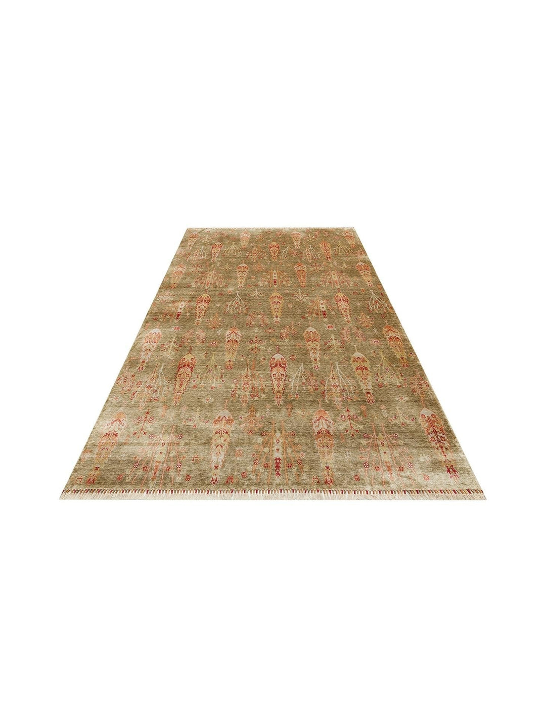 Oushak Carnaval 100% Natural Easy to Clean Handmade TENCEL™ Modern Uşak Carpet 08 GREEN AUTUMN