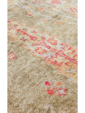 Oushak Carnaval %100 Natuurlijk Makkelijk Schoon Te Maken Met de Hand Gemaakt TENCEL™ Moderne Uşak Vloerkleed 08 GROEN HERFST Q