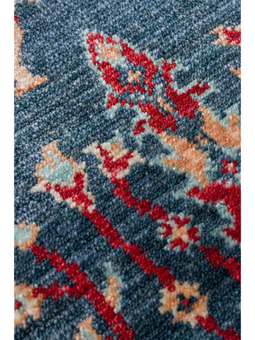 Tapete moderno Oushak Carnaval 100% natural, fácil de limpar, feito à mão com TENCEL™ NAVY TURQUOISE 08