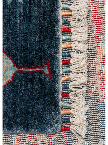 Tapete moderno Oushak Carnaval 100% natural, fácil de limpar, feito à mão com TENCEL™ NAVY TURQUOISE 08
