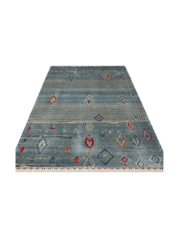 Oushak Carnaval 100%天然 易清洁 手工制作 TENCEL™ 现代乌沙克地毯 15 水蓝多色