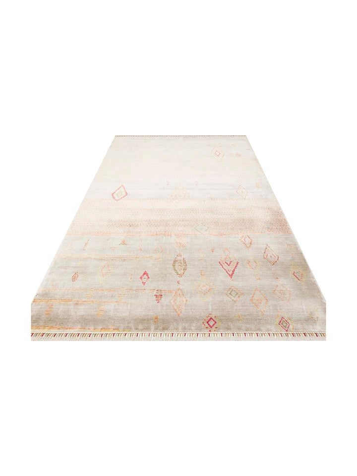 Oushak Carnaval 100% Natural Easy to Clean Handmade TENCEL™ Modern Uşak Carpet 15 BEIGE AUTUMN