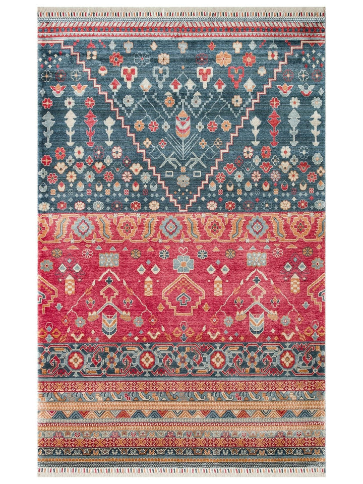 Oushak Carnaval 100% Natural Easy to Clean Handmade TENCEL™ Modern Uşak Carpet 17 NAVY MULTY