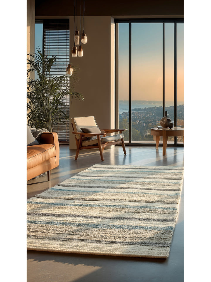 Paglia Series 100% Natural New Zealand Wool Sumac Knot Hand Woven Living Room Carpet GBLUE