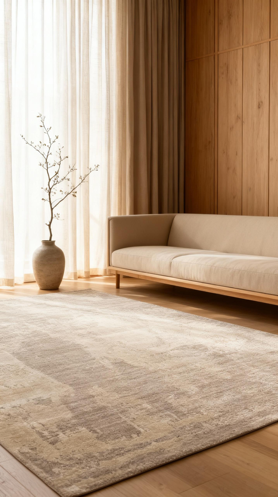 Palette Series 100% Natural Wool Viscose Cotton Hand Woven Living Room Carpet GREY