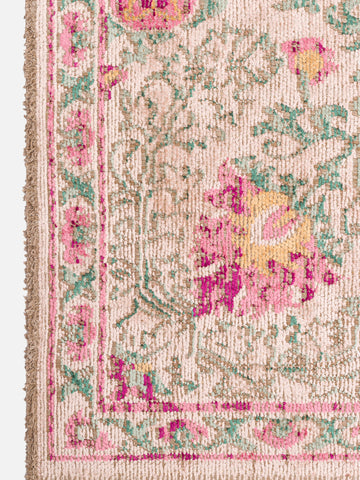 Ruggadocia Mahal Pembe Çiçek Desenli Halı Somon detay