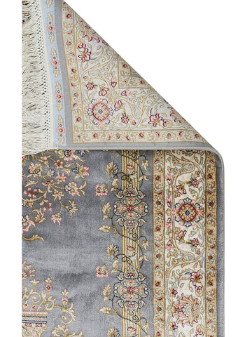 Topkapı Seccade Klasik Desenli Yüksek Kalite Özel Işıltılı Hediyelik Çeyizlik Namazlık 01 GREY - Carpetdocia