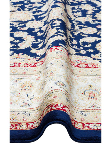 Topkapı Serisi Yüksek Kalite Sık Dokuma Klasik Desenli Özel Işıltılı Salon Halısı 03 NAVY CREAM - Carpetdocia