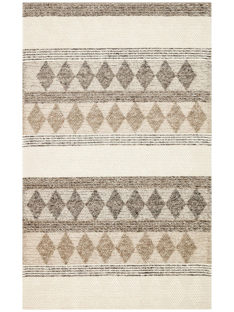 Tapete de Sala, Corredor e Entrada Woolstar 100% Lã Natural com Padrão Kazak Feito à Mão Trançado JD 01 GREY