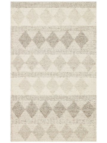 Woolstar %100 Naturel Kazak Desenli Salon Oturma Odası Koridor Antre El Dokuma Örgü Halı JD 01 NATU - Carpetdocia