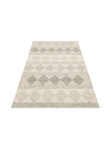 Woolstar %100 Naturel Kazak Desenli Salon Oturma Odası Koridor Antre El Dokuma Örgü Halı JD 01 NATU - Carpetdocia